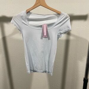 Wild Fable Light Blue Lace Trim Tee